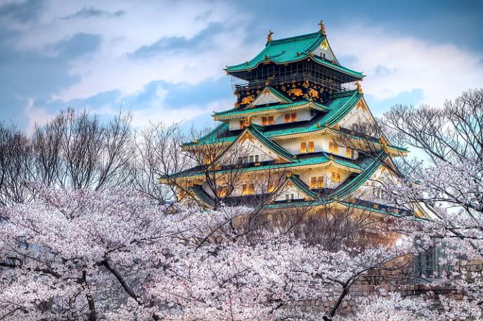 1366x768px | free download | HD wallpaper: teal and white pagoda house ...